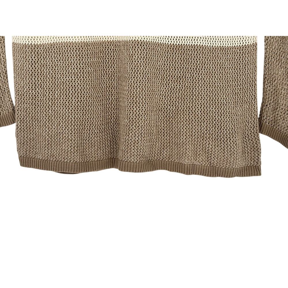 Pendleton Color Block Sweater Open Knit Pink Whit… - image 5